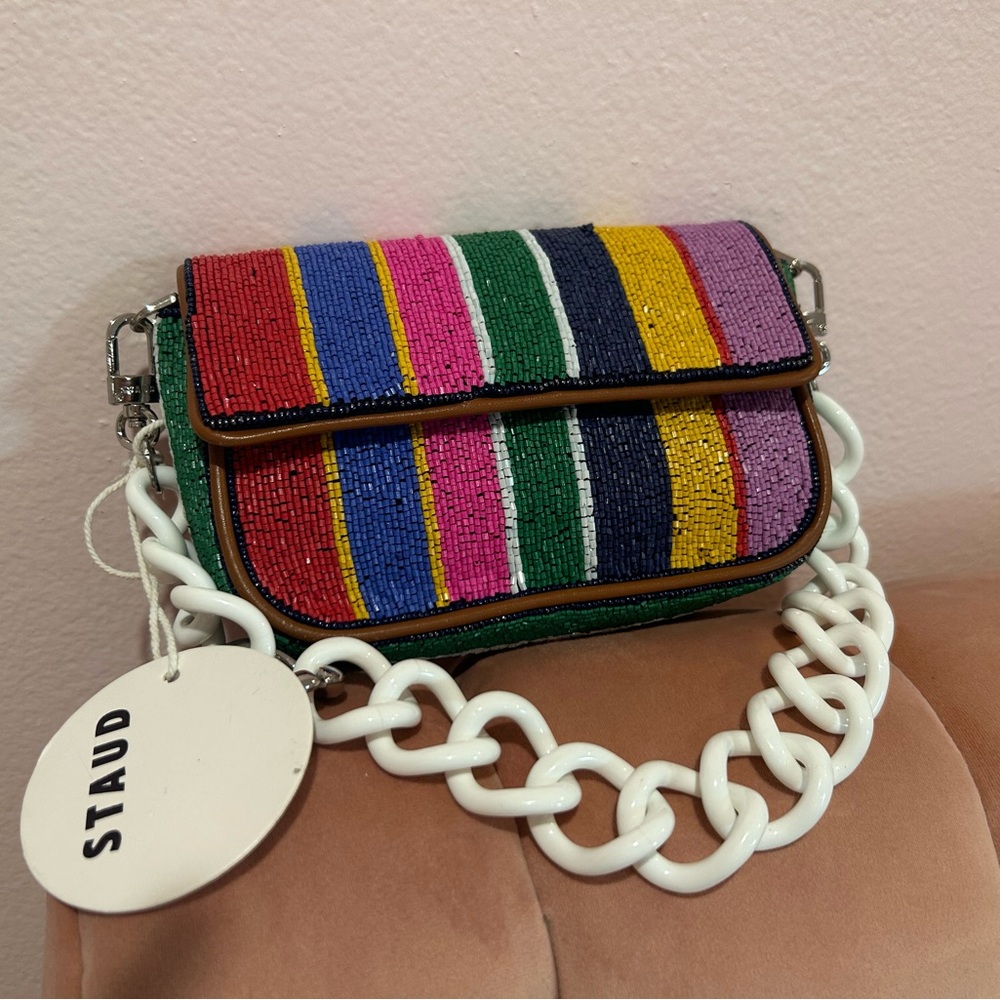 STAUD Beaded Mini Tommy Chain Bag
